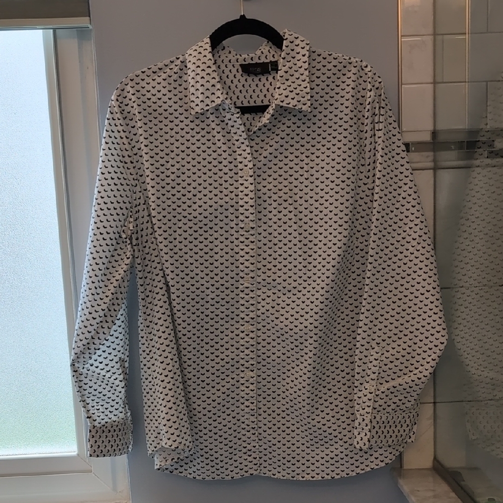 Apt. 9 Black and White Casual Button Down Shirt